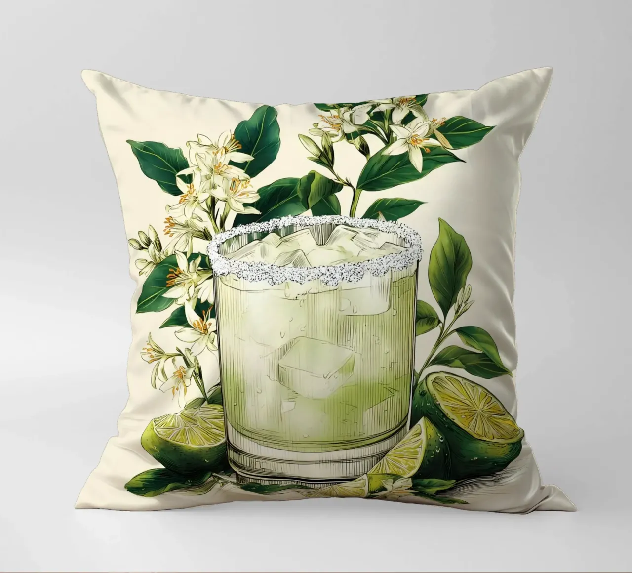 Botanical Margarita Print decorative cushion by Tipple Tales