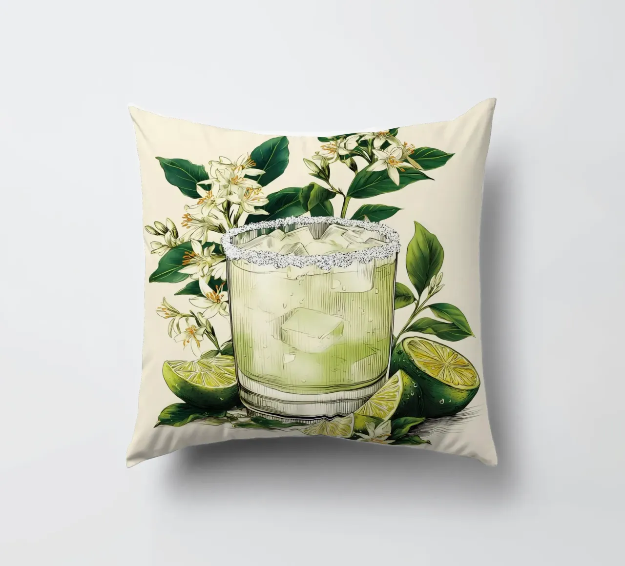 Botanical Margarita Print decorative cushion by Tipple Tales
