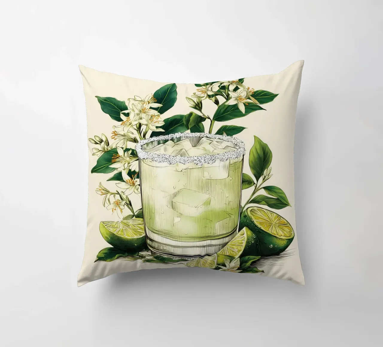 Botanical Margarita Print decorative cushion by Tipple Tales