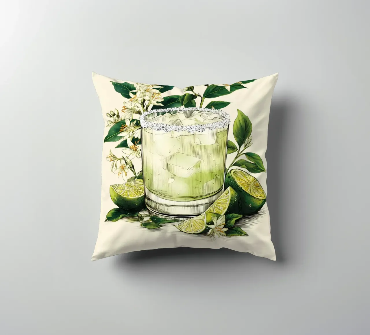 Botanical Margarita Print decorative cushion by Tipple Tales