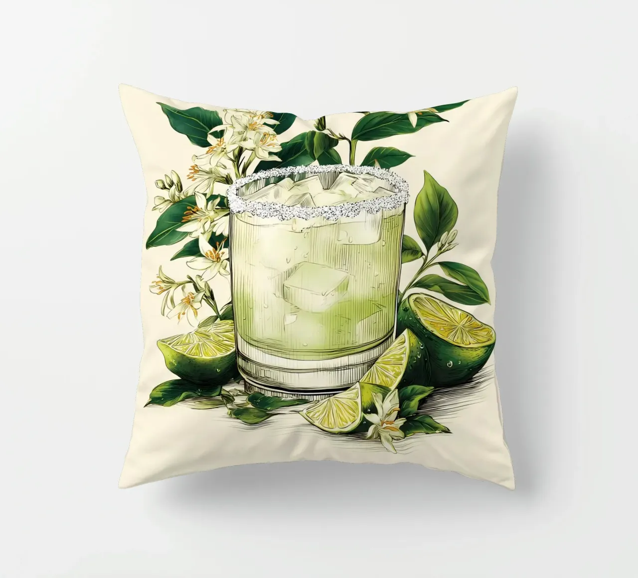 Botanical Margarita Print decorative cushion by Tipple Tales
