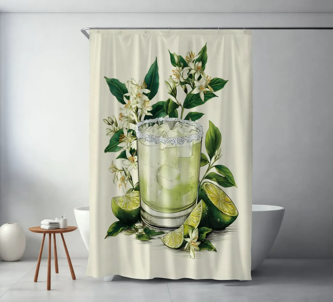 Botanical Margarita Print shower curtain by Tipple Tales