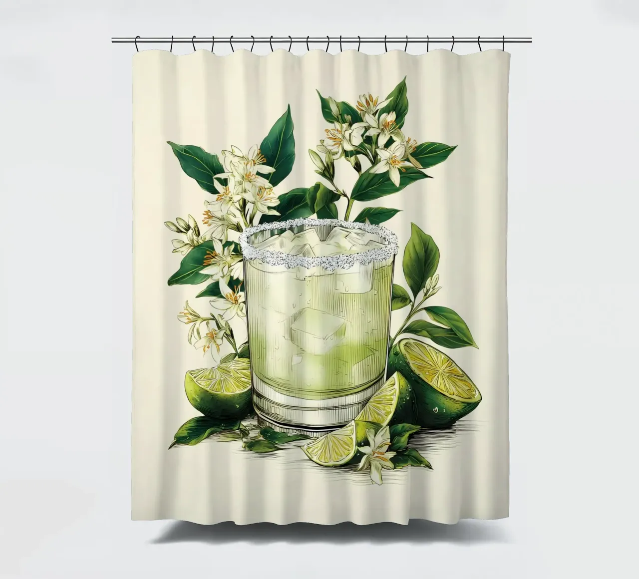 Botanical Margarita Print shower curtain by Tipple Tales
