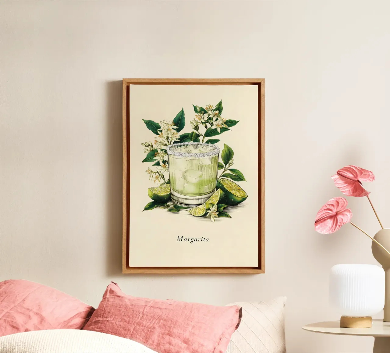 Botanical Margarita Print canvas with Floater frame by Tipple Tales