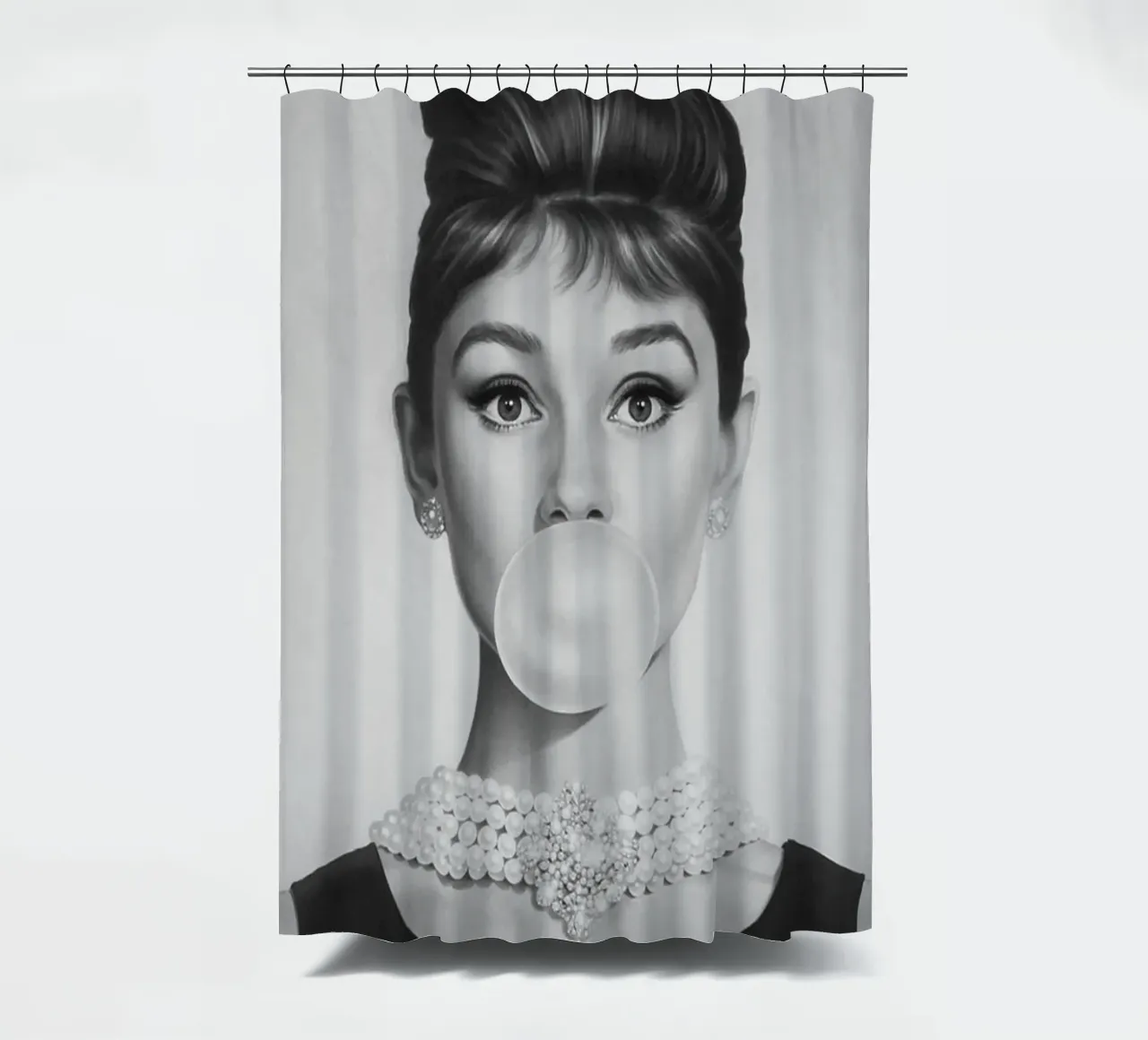 Audrey In Black And White shower curtain by Piere art Shops
