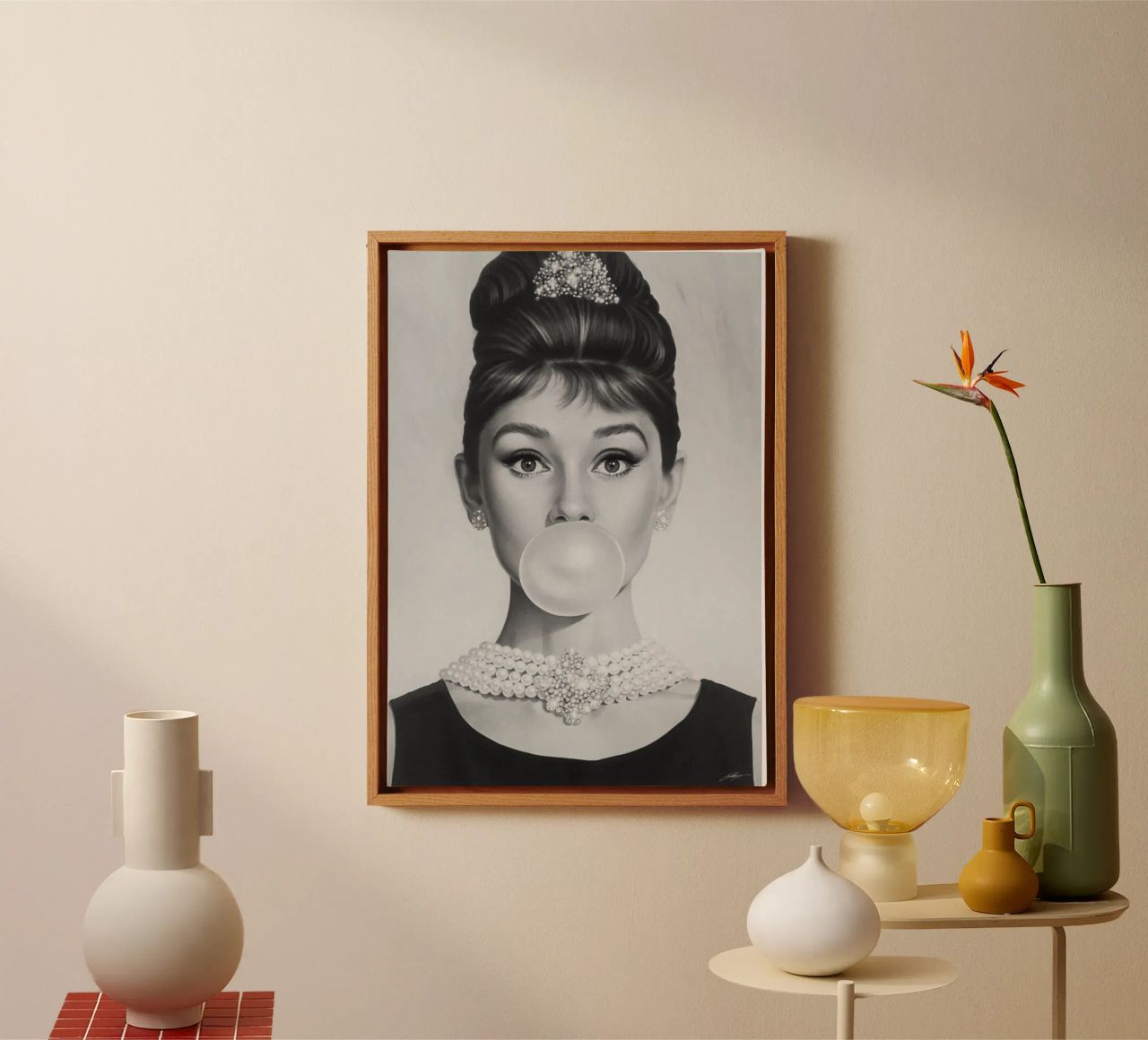 Audrey in Schwarz und Weiß Leinwand von Piere art Shops