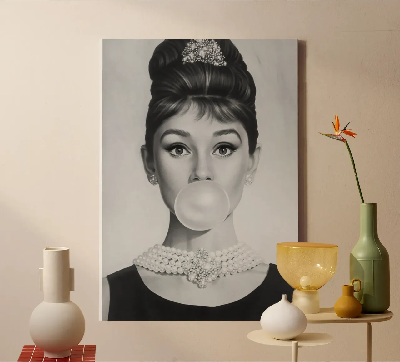 Audrey in bianco e nero tela da Piere art Shops