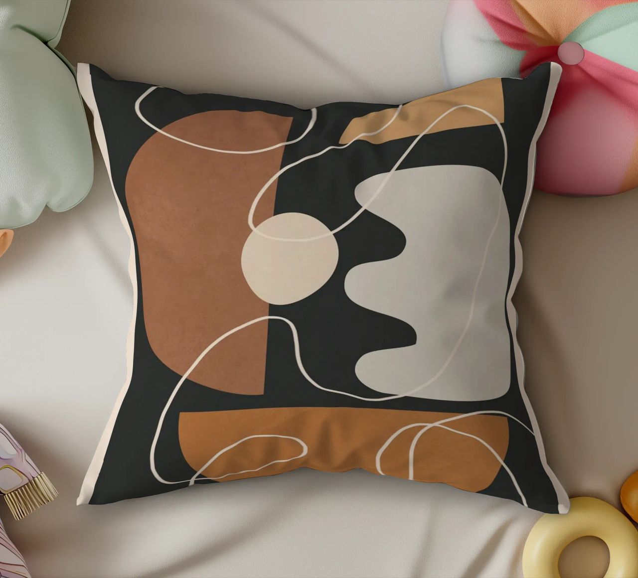 Minimal Colorful Abstract Shapes 2 cuscino da Flow Line