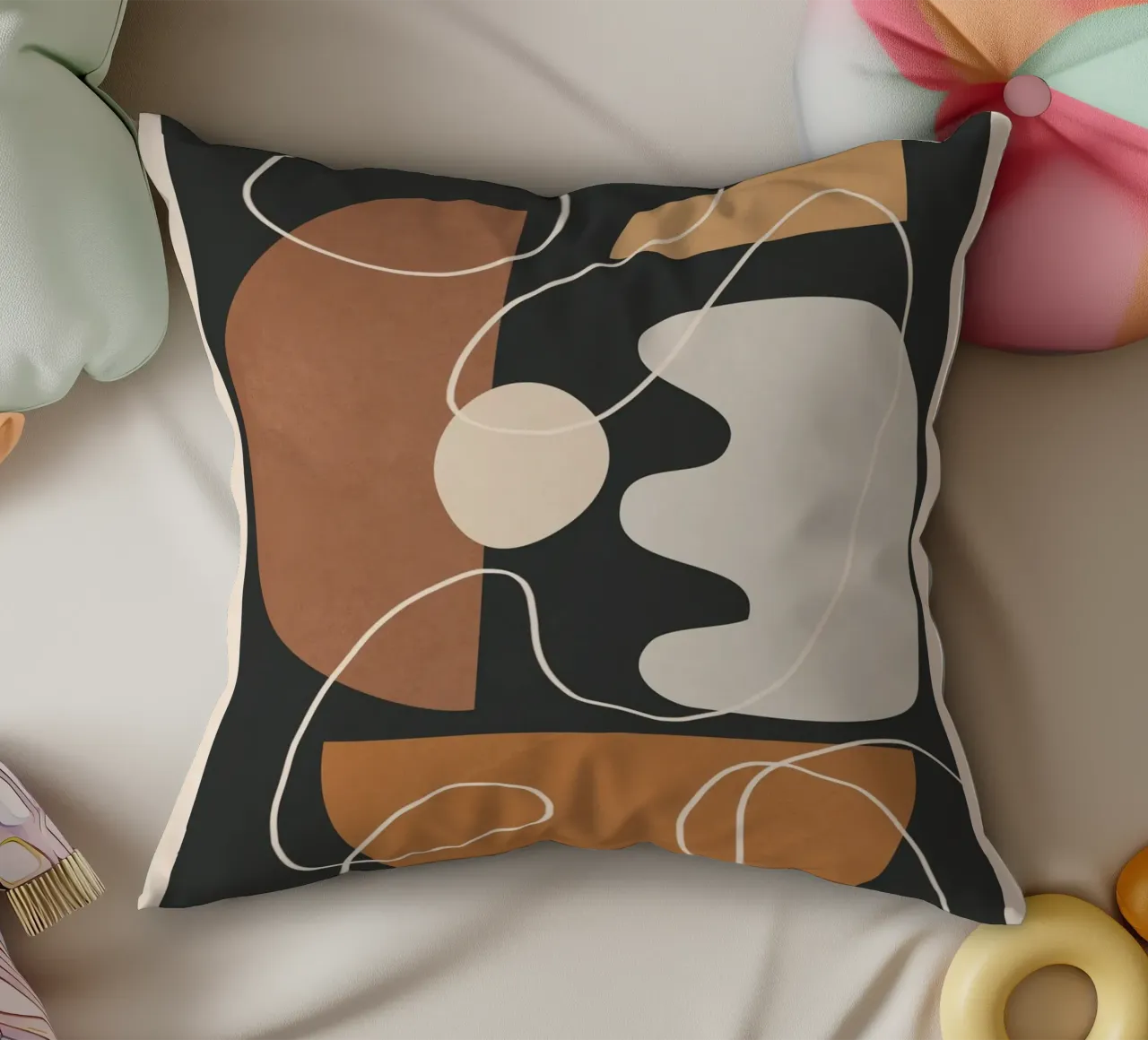 Minimal Colorful Abstract Shapes 2 cuscino da Flow Line