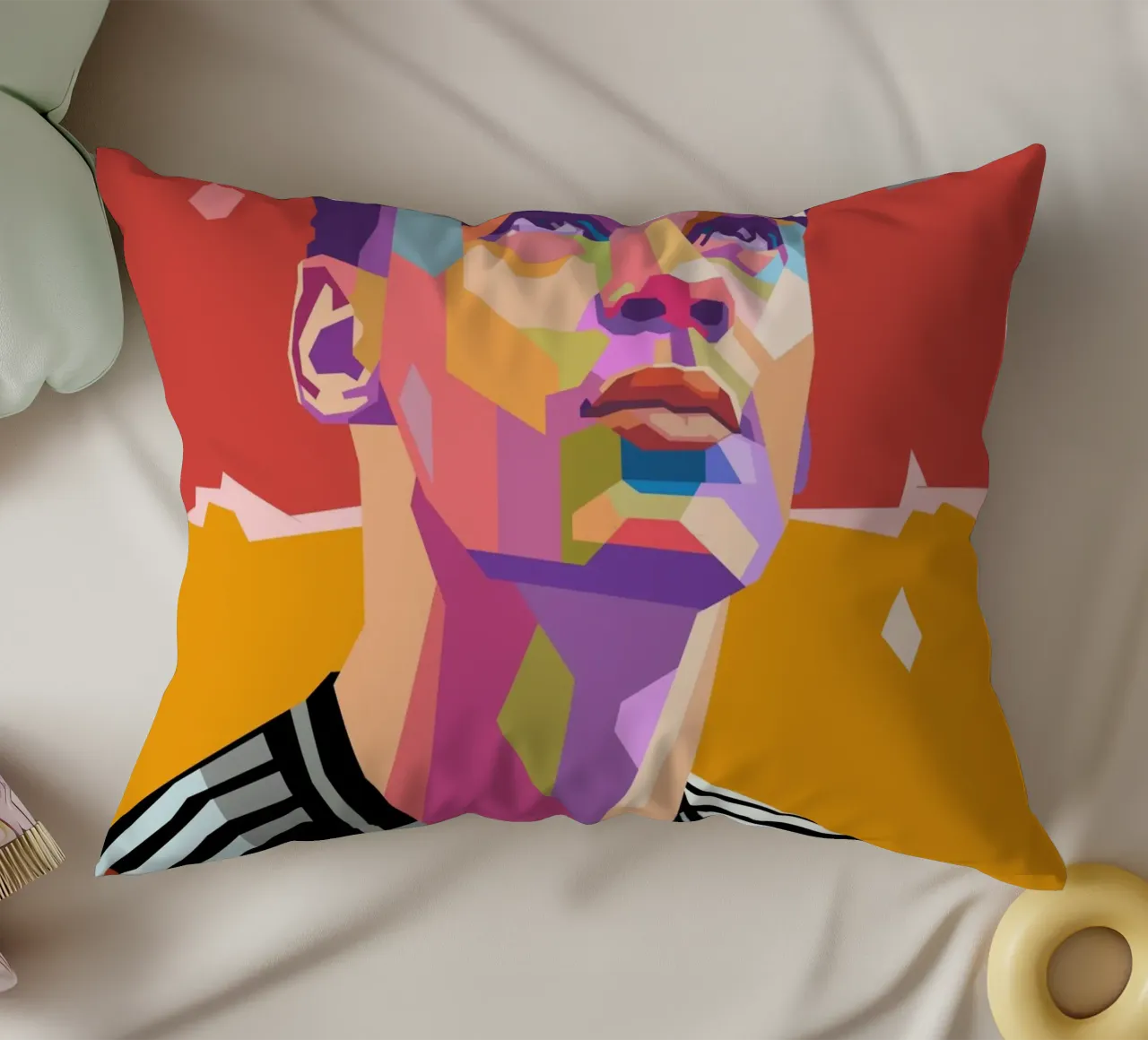 Jamal Musiala iconic football decorative cushion by Hantamrata