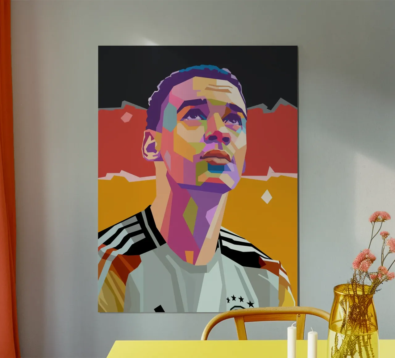 Jamal Musiala calcio iconico poster con telaio in legno da Hantamrata