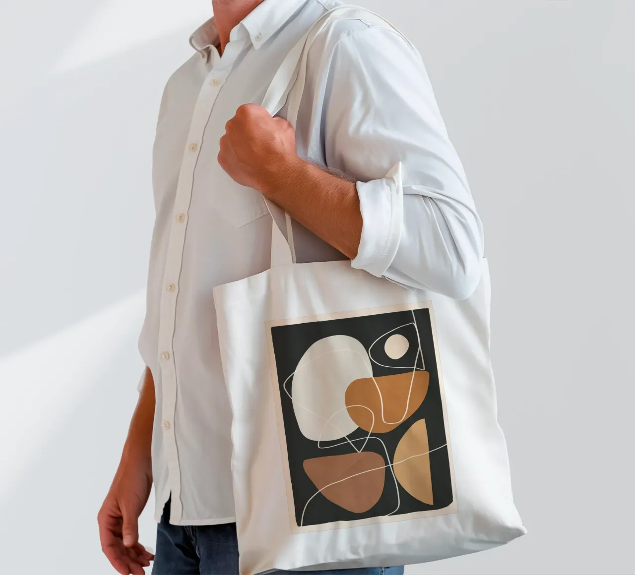 Minimal Colorful Abstract Shapes 3 borsa in juta da Flow Line