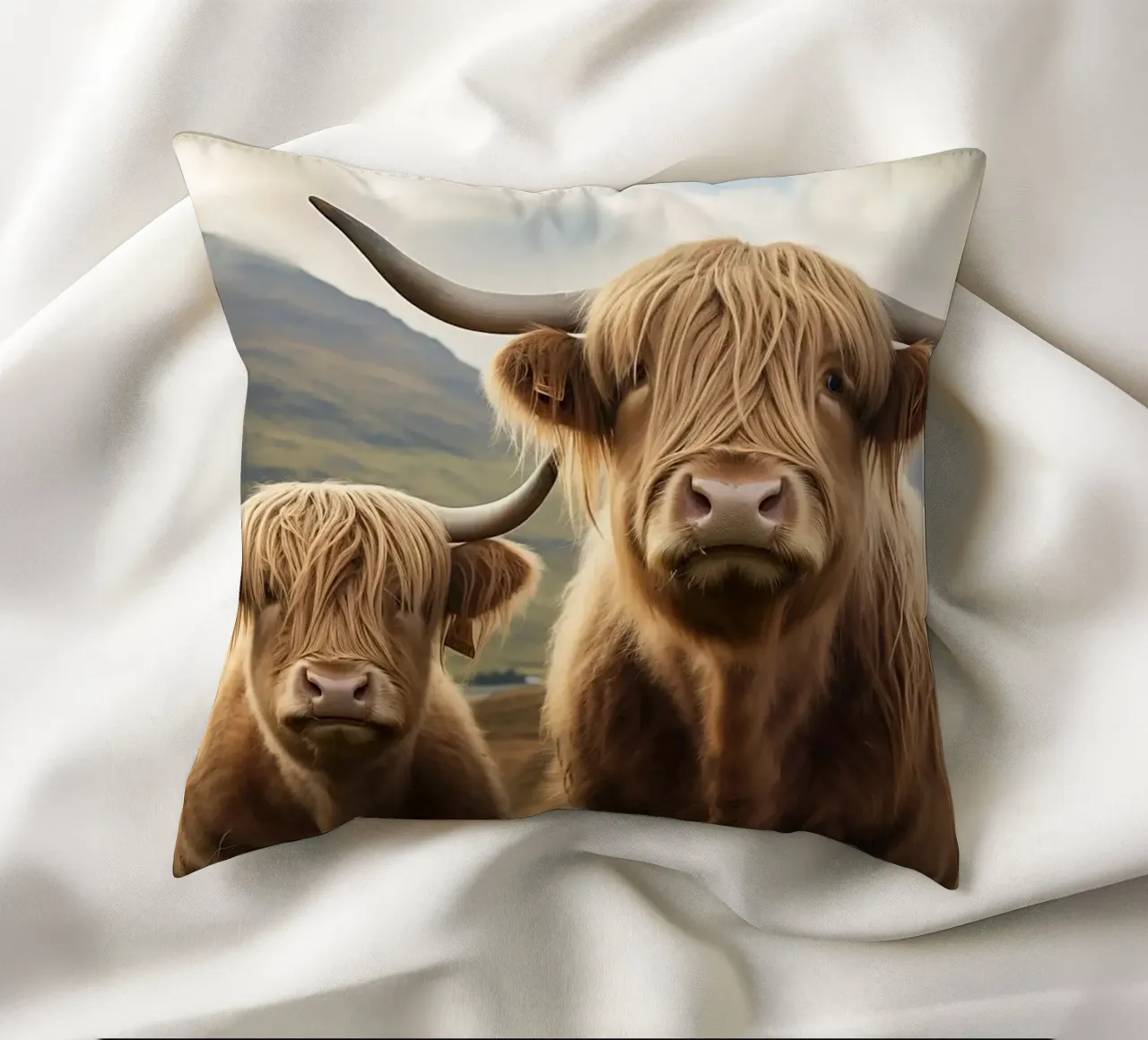 corna di bovini highland cuscino da Kirsten C Nolan