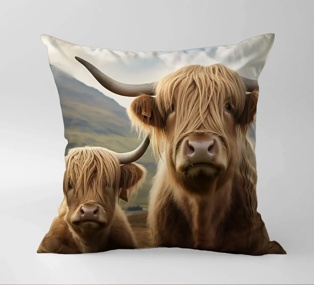 corna di bovini highland cuscino da Kirsten C Nolan