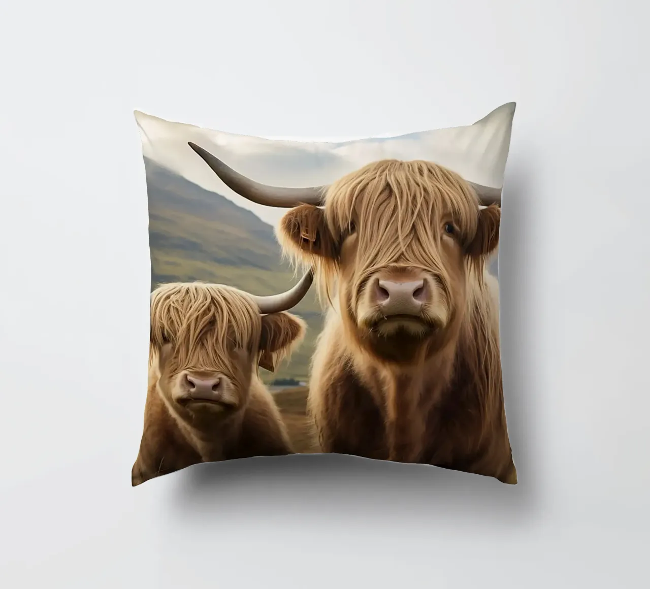 corna di bovini highland cuscino da Kirsten C Nolan