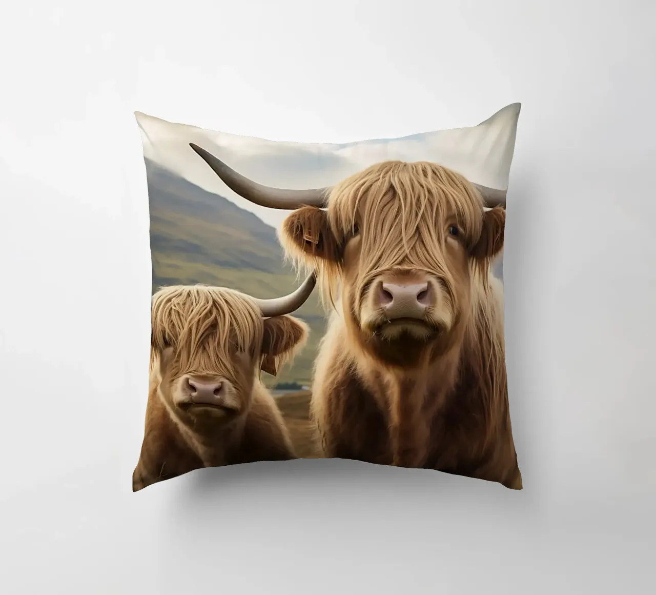 corna di bovini highland cuscino da Kirsten C Nolan