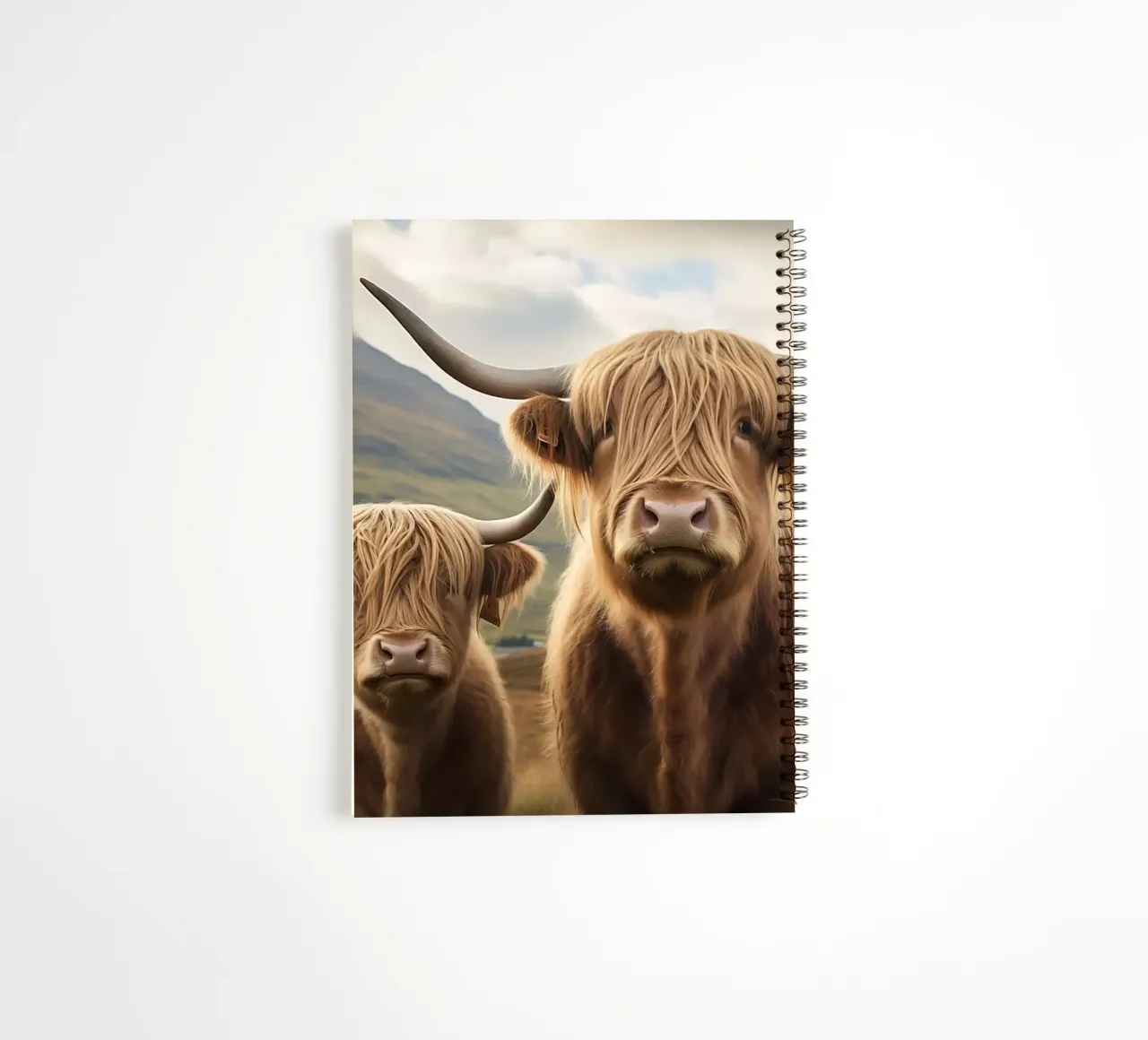 highland cattle cows horns spiral notebook by Kirsten C Nolan