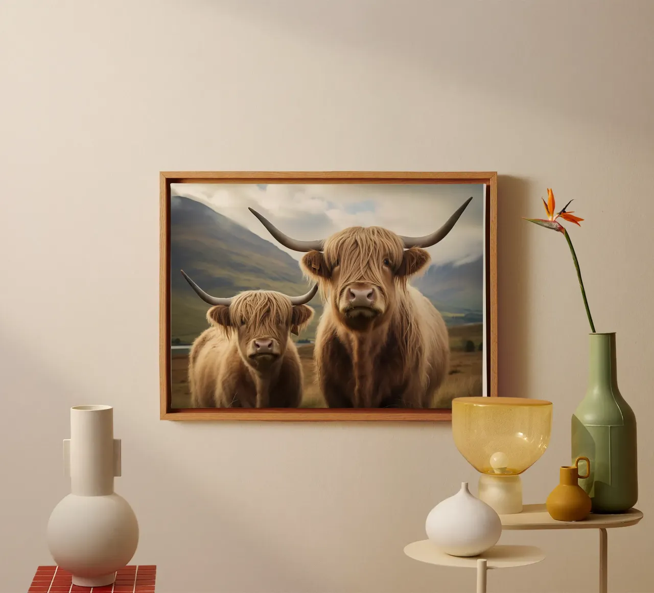 highland cattle cows horns canvas by Kirsten C Nolan