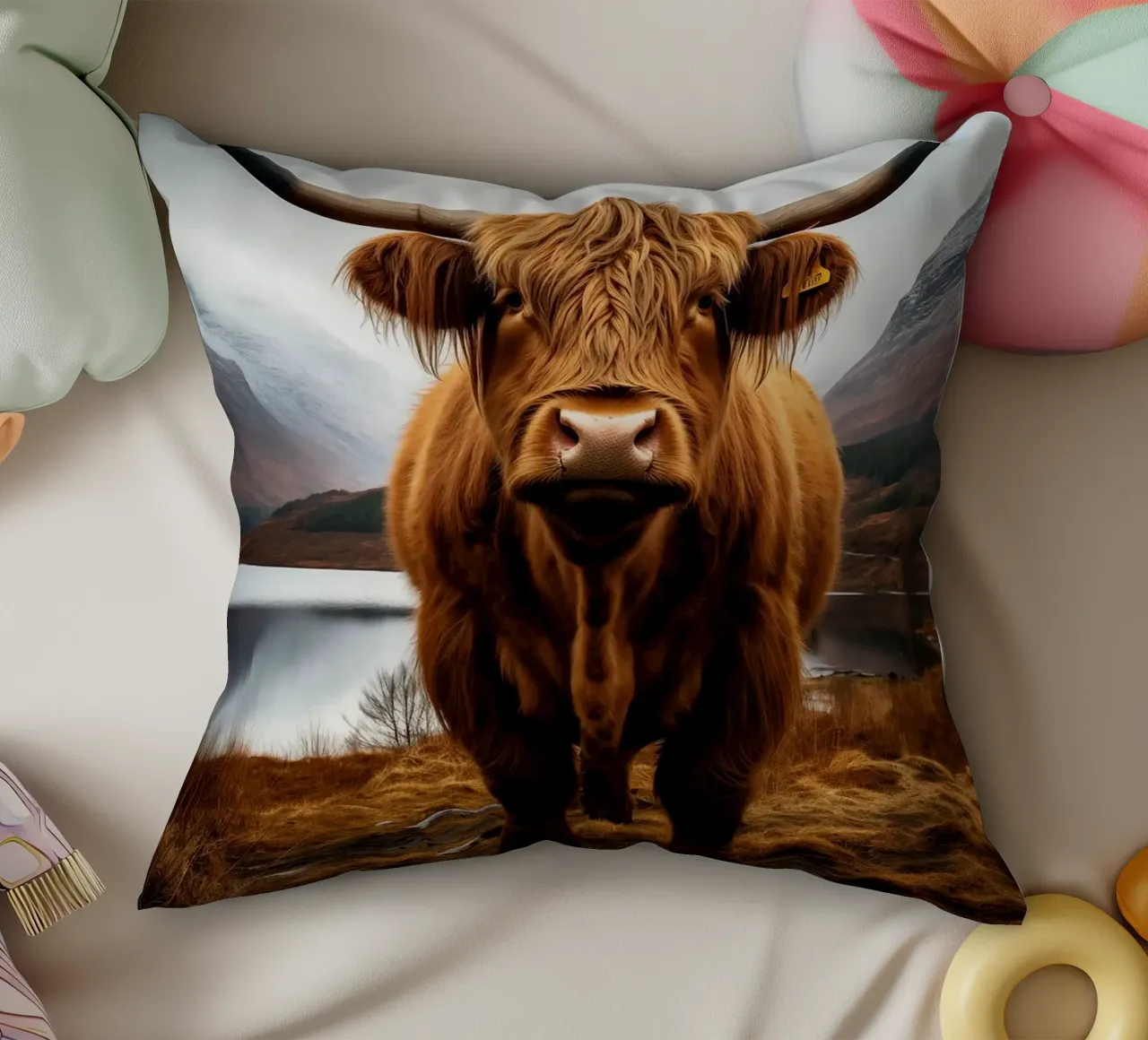 corna di mucca highland cuscino da Kirsten C Nolan