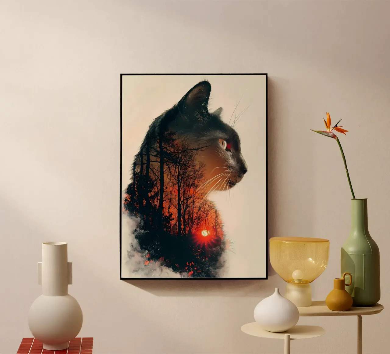 silhouette di gatto nella foresta plexiglass da Kirsten C Nolan