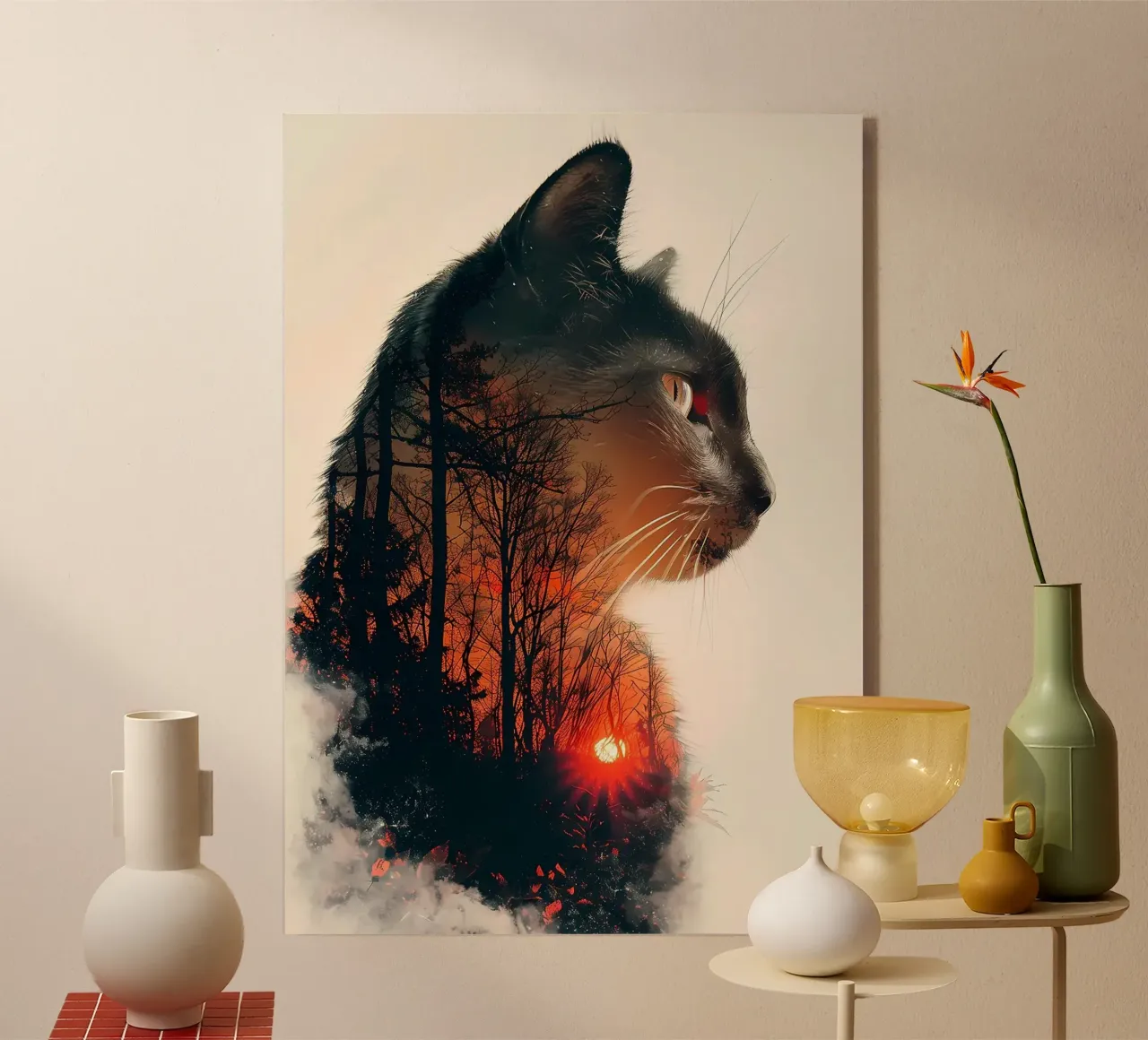 silhouette di gatto nella foresta plexiglass da Kirsten C Nolan