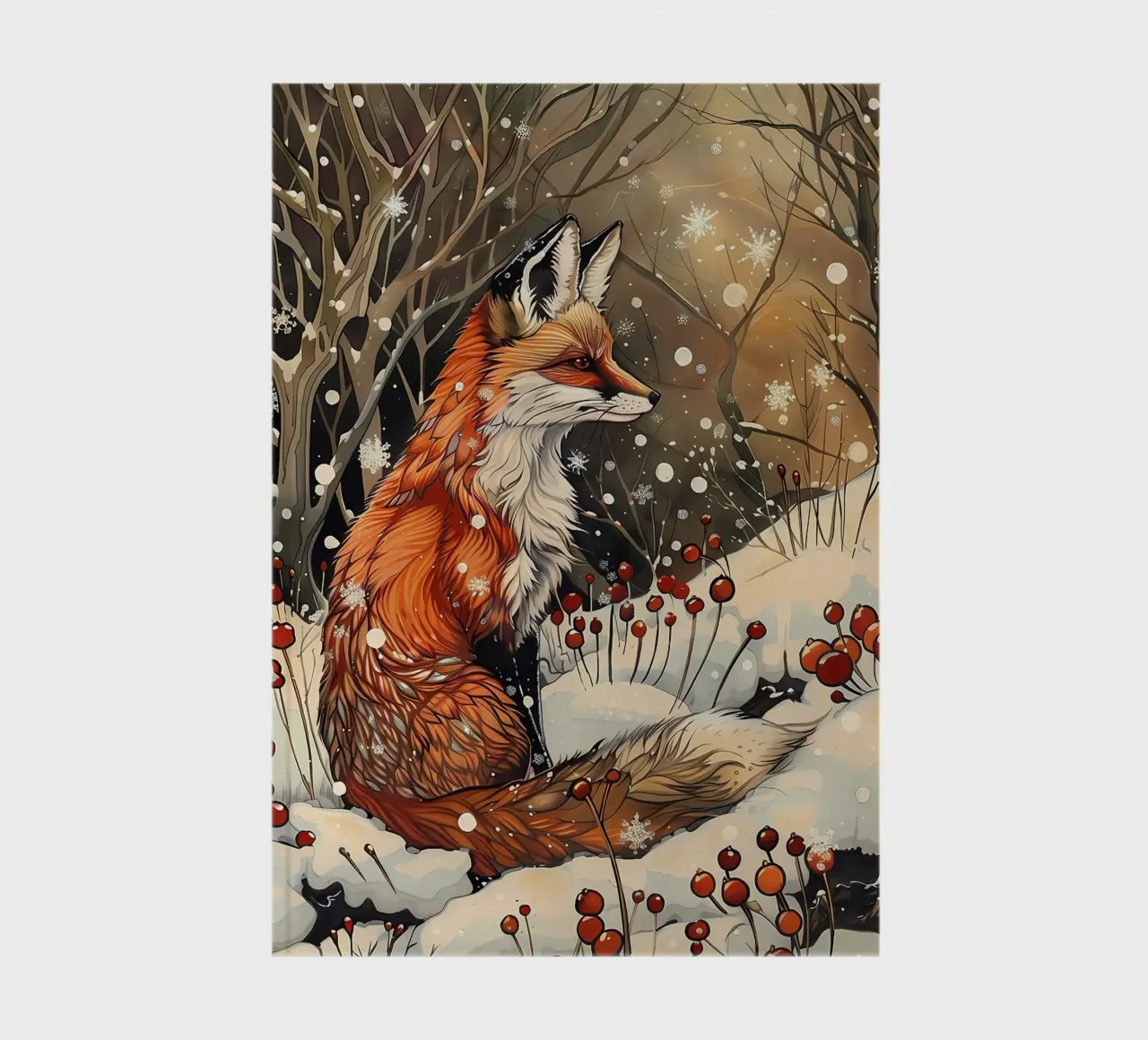 fox snow berries trees notebook by James Isaac Jackson