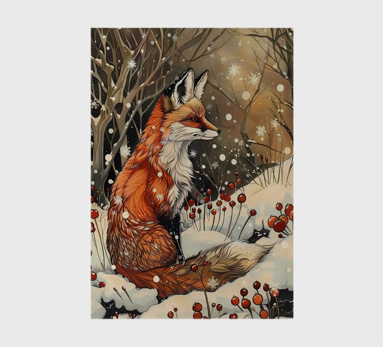 fox snow berries trees notebook by James Isaac Jackson