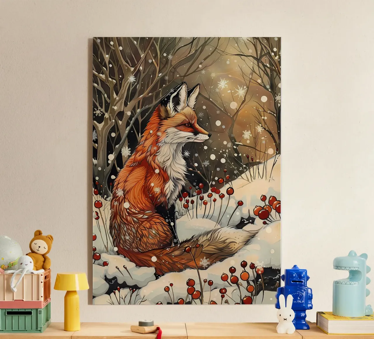 vos sneeuw bessen bomen acryl van James Isaac Jackson