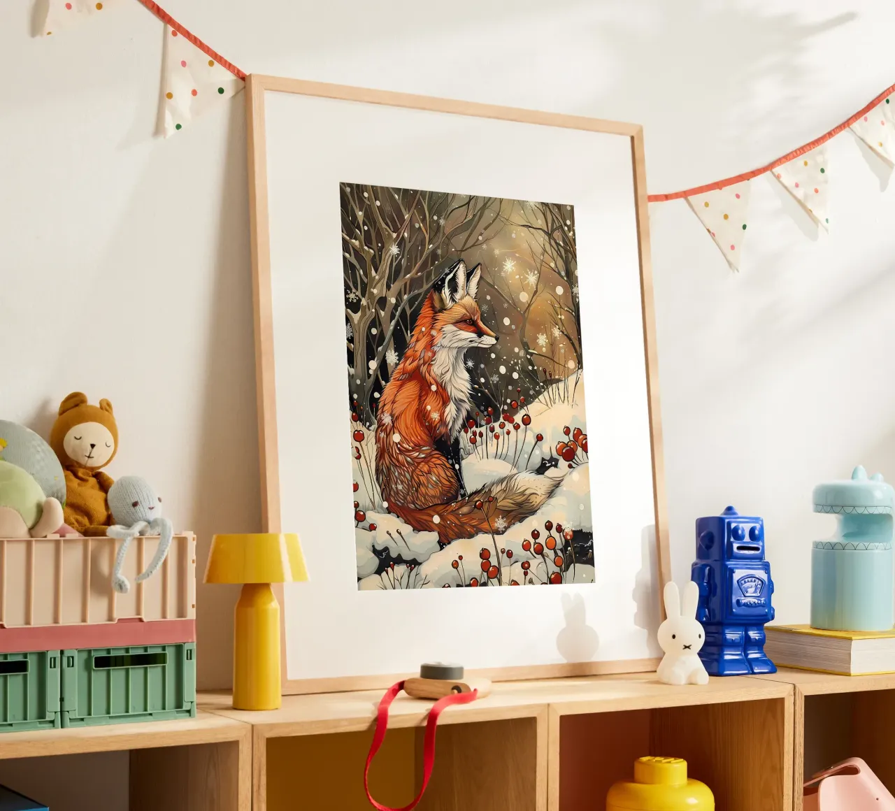 fox snow berries trees hahnemühle by James Isaac Jackson