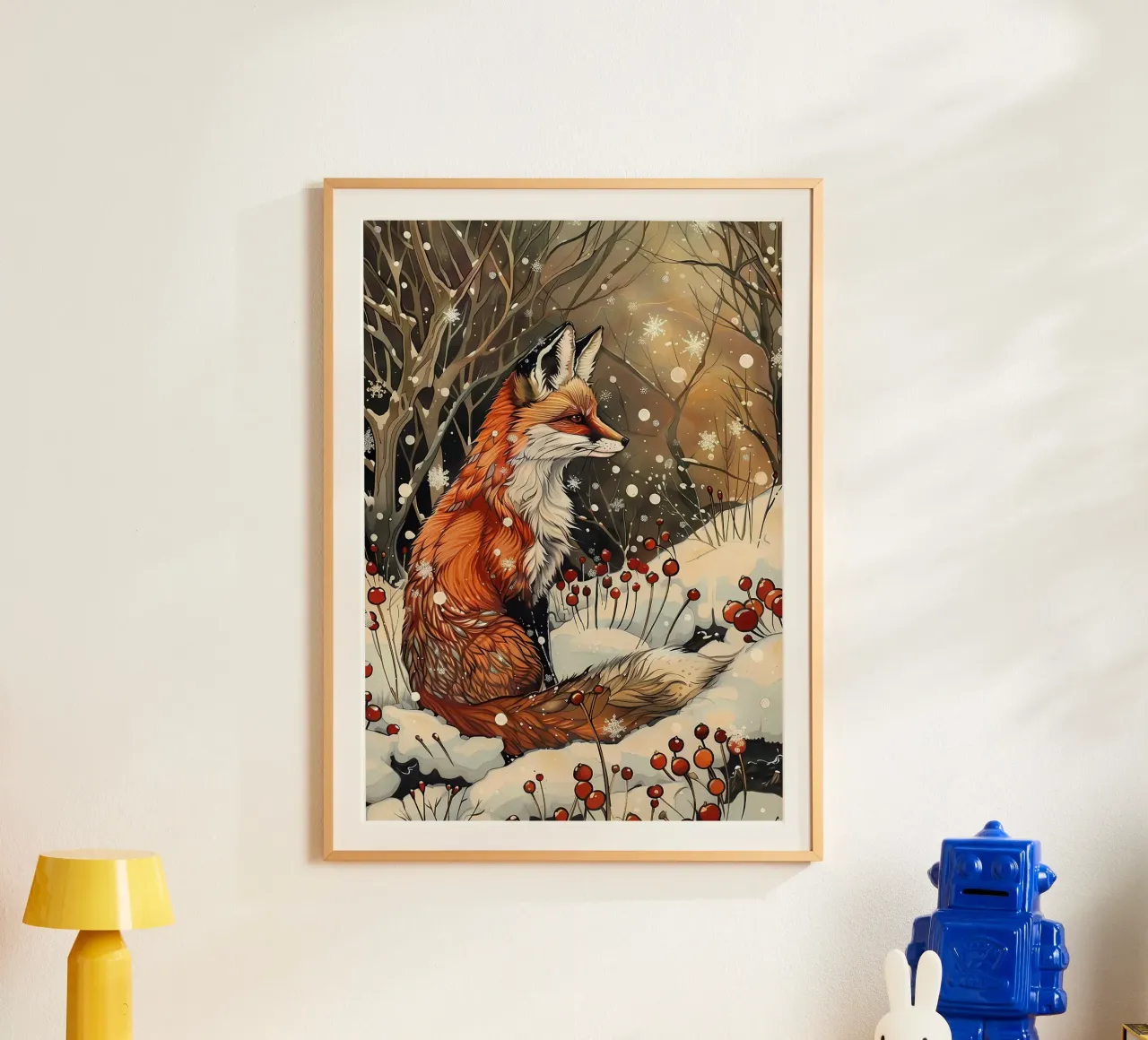 fox snow berries trees hahnemühle by James Isaac Jackson