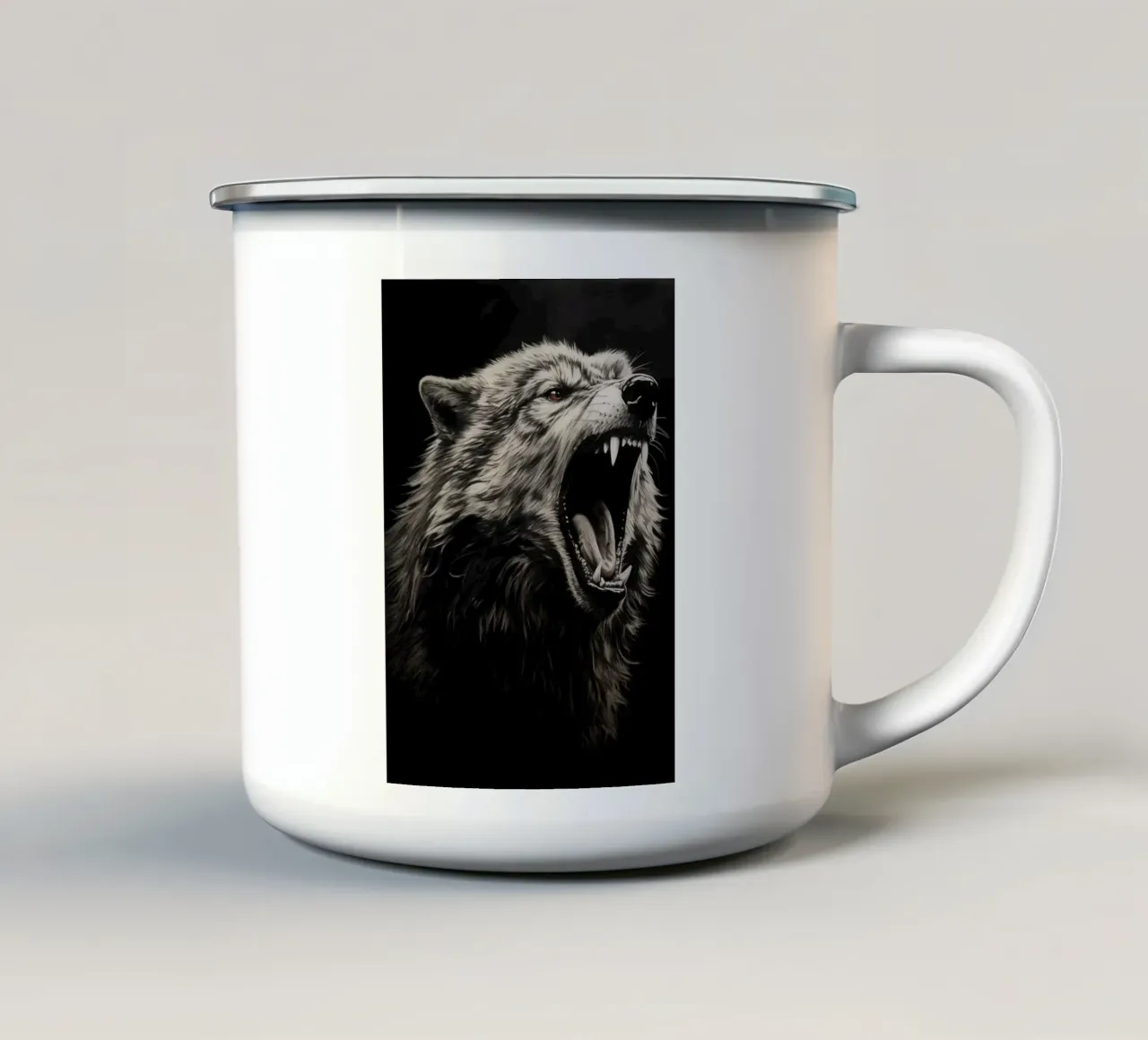 lupo animale mammifero tazza in smalto da James Isaac Jackson
