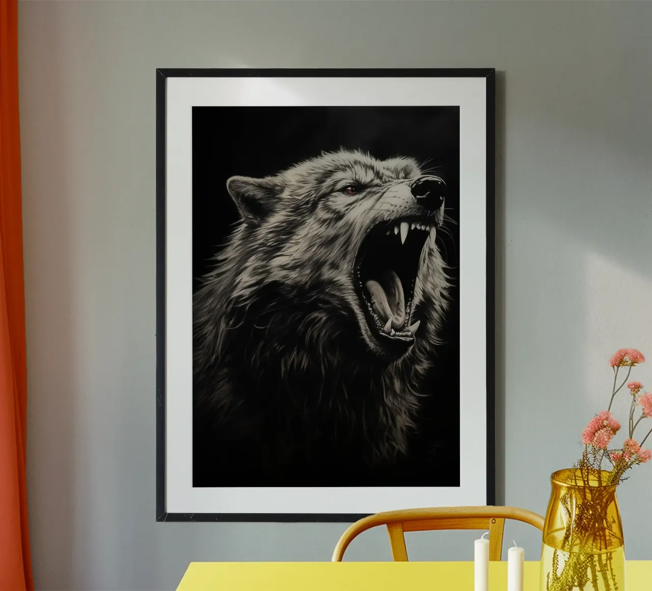 lupo animale mammifero poster con telaio in alluminio da James Isaac Jackson