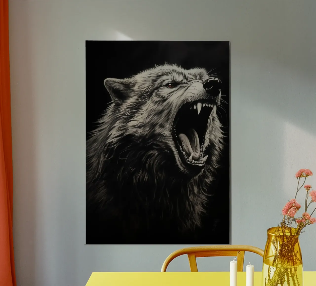 lupo animale mammifero poster con telaio in alluminio da James Isaac Jackson