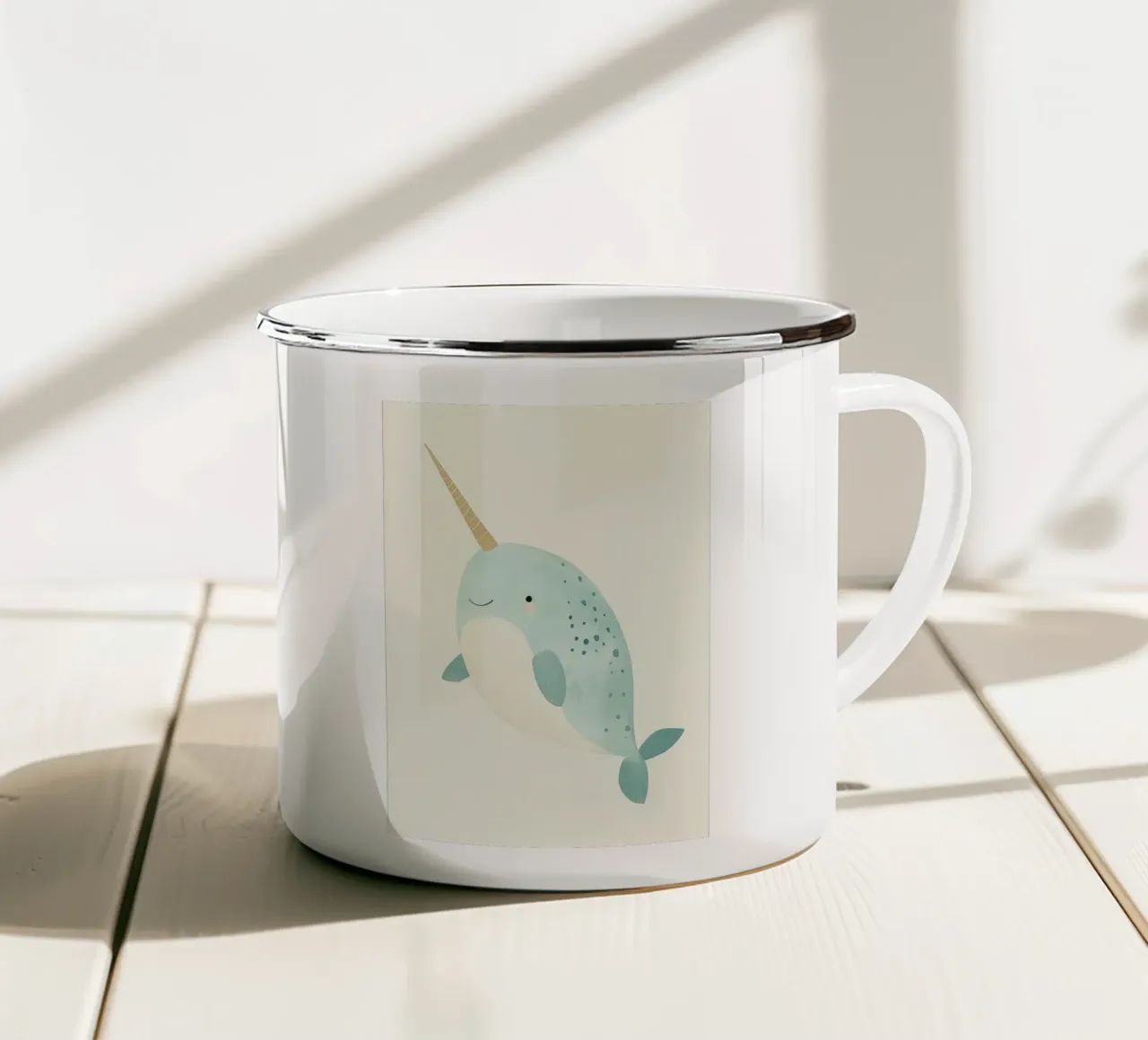 narvalo sorriso corno di unicorno tazza in smalto da James Isaac Jackson