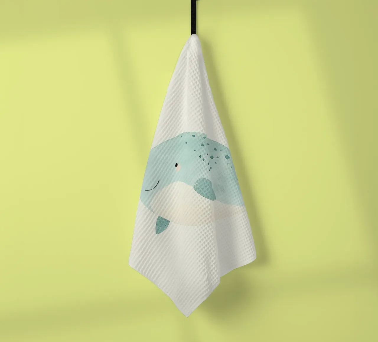 narwhal smile unicorn horn tea towel by James Isaac Jackson