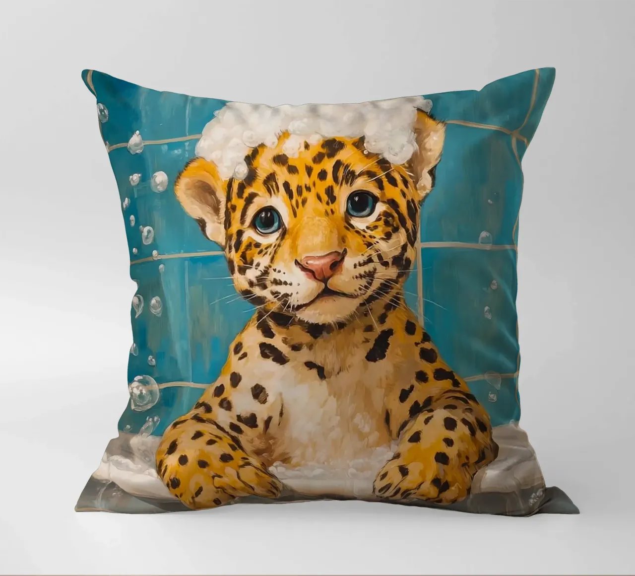 bolle per vasca da bagno leopardate cuscino da James Isaac Jackson