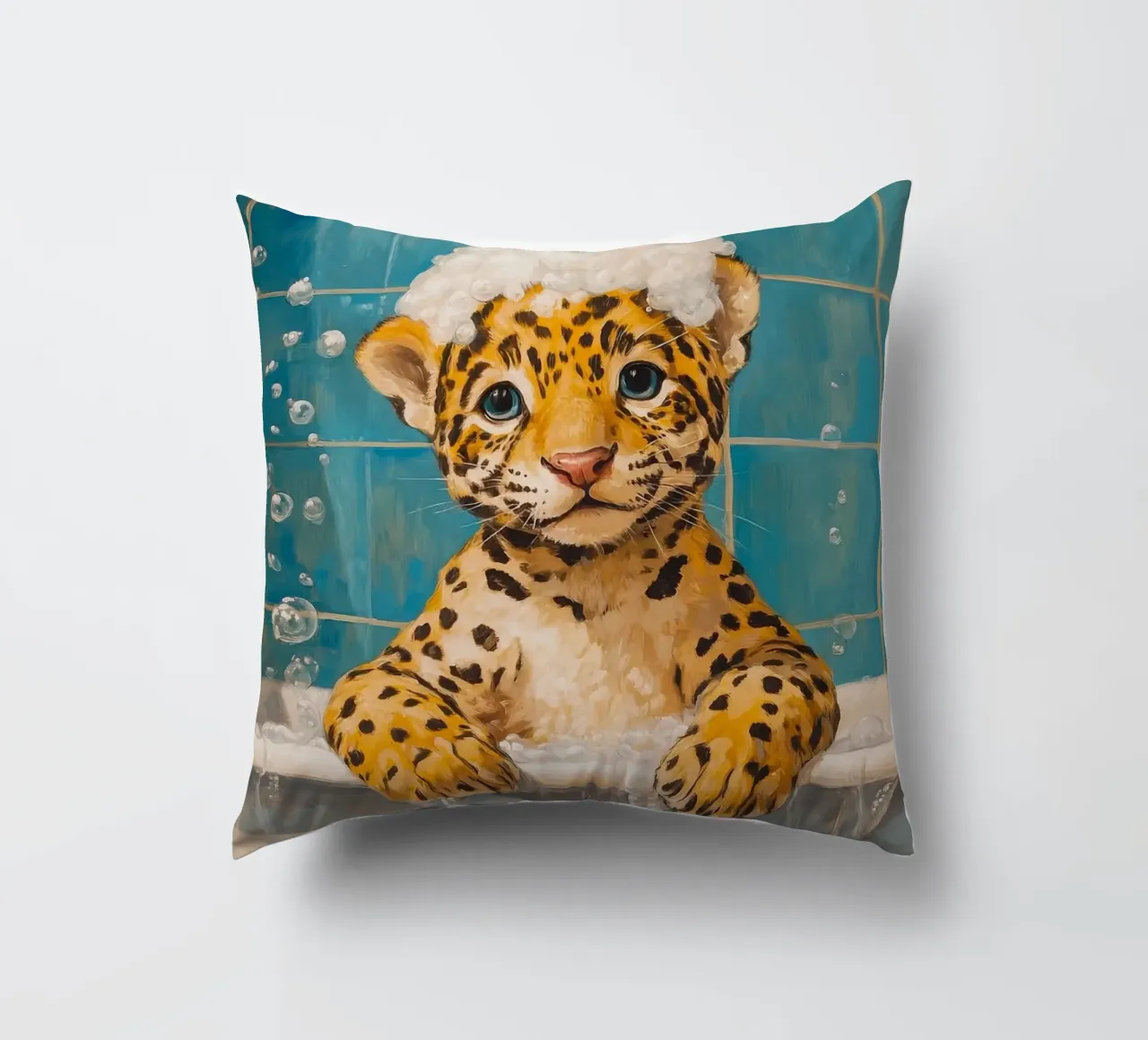 bolle per vasca da bagno leopardate cuscino da James Isaac Jackson