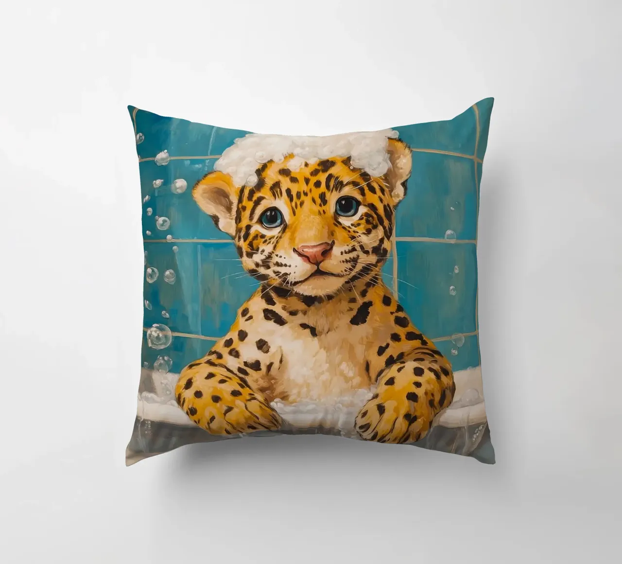 bolle per vasca da bagno leopardate cuscino da James Isaac Jackson