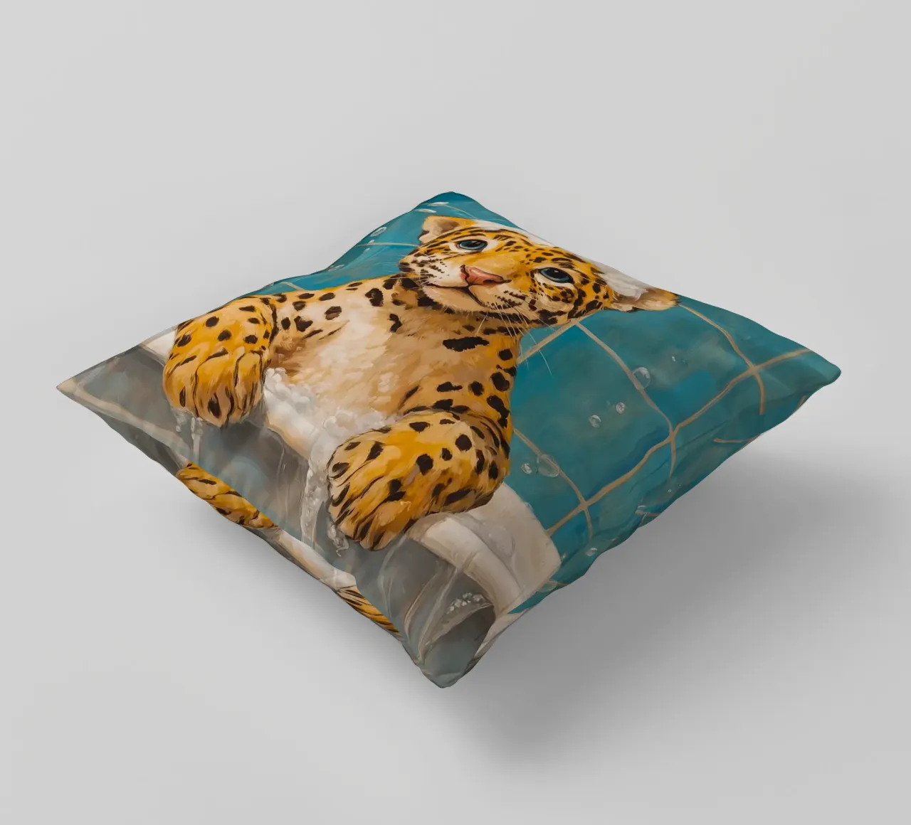 bolle per vasca da bagno leopardate cuscino da James Isaac Jackson