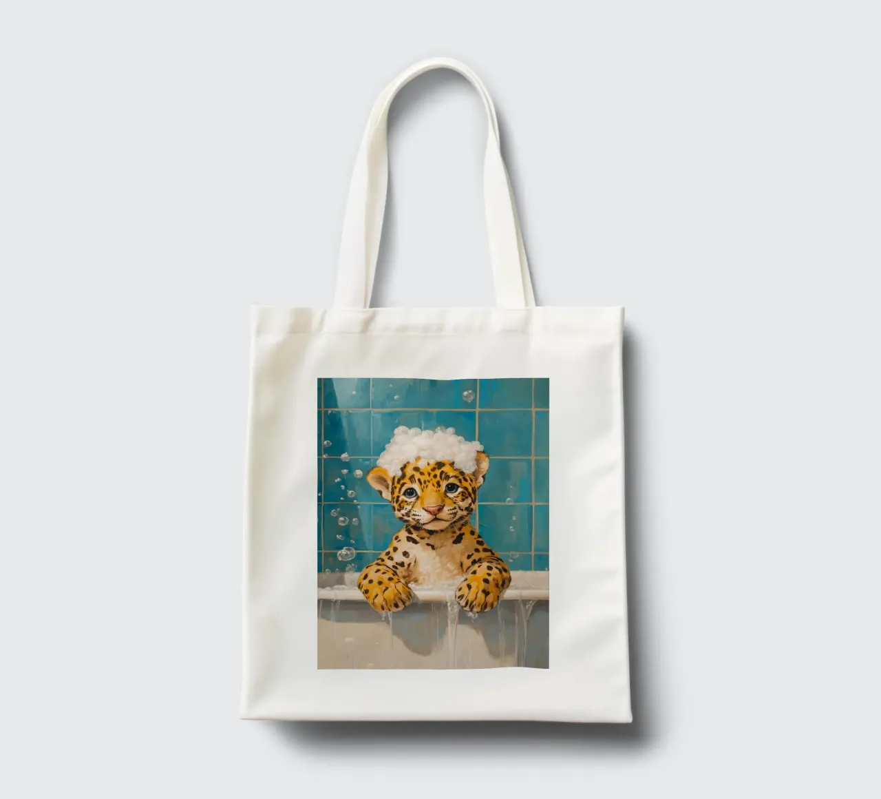 leopard bathtub bubbles tote bag by James Isaac Jackson