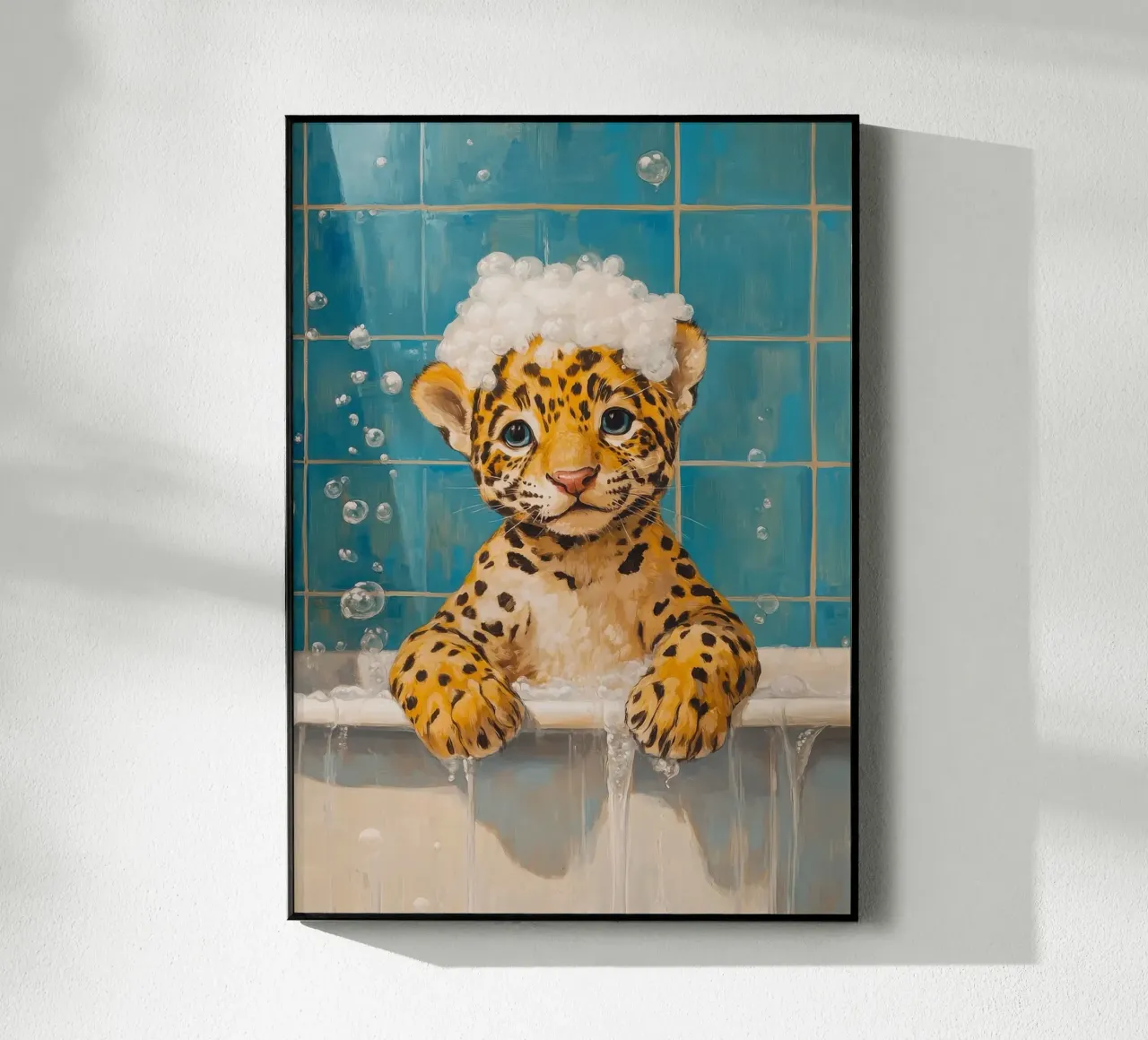 leopard bathtub bubbles acrylic glass by James Isaac Jackson