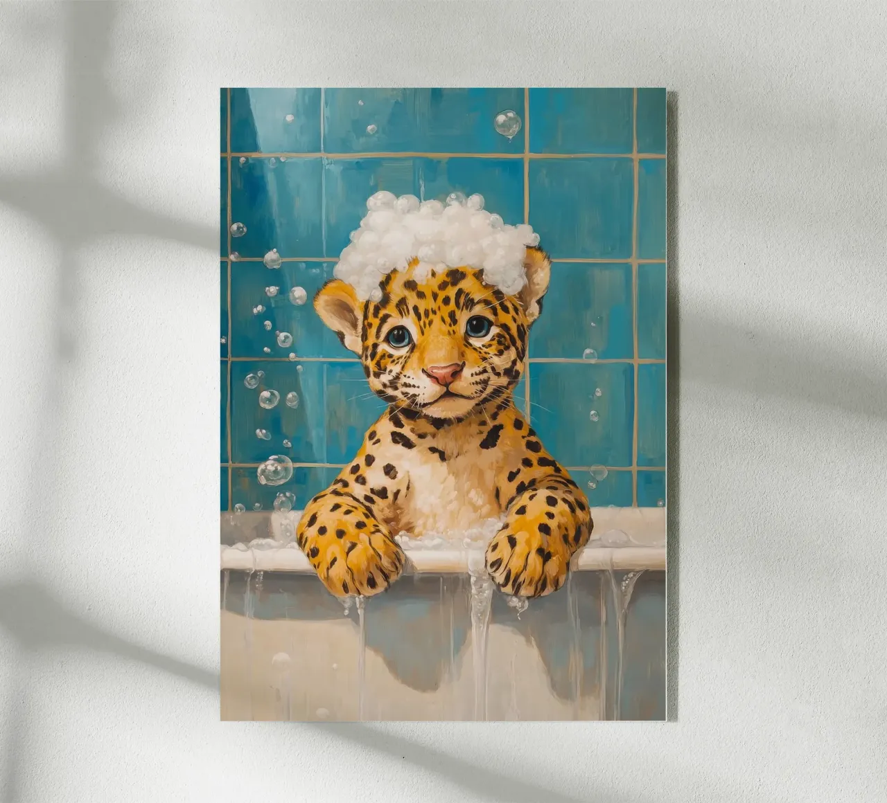leopard bathtub bubbles acrylic glass by James Isaac Jackson