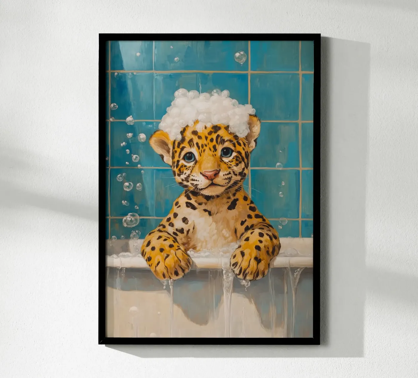 leopard bathtub bubbles poster by James Isaac Jackson