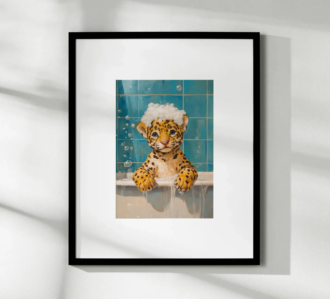 leopard bathtub bubbles poster by James Isaac Jackson