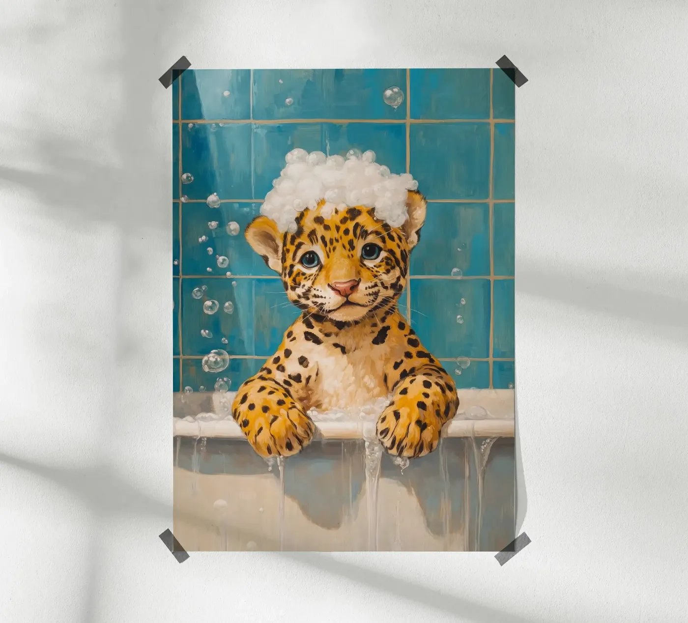 leopard bathtub bubbles poster by James Isaac Jackson