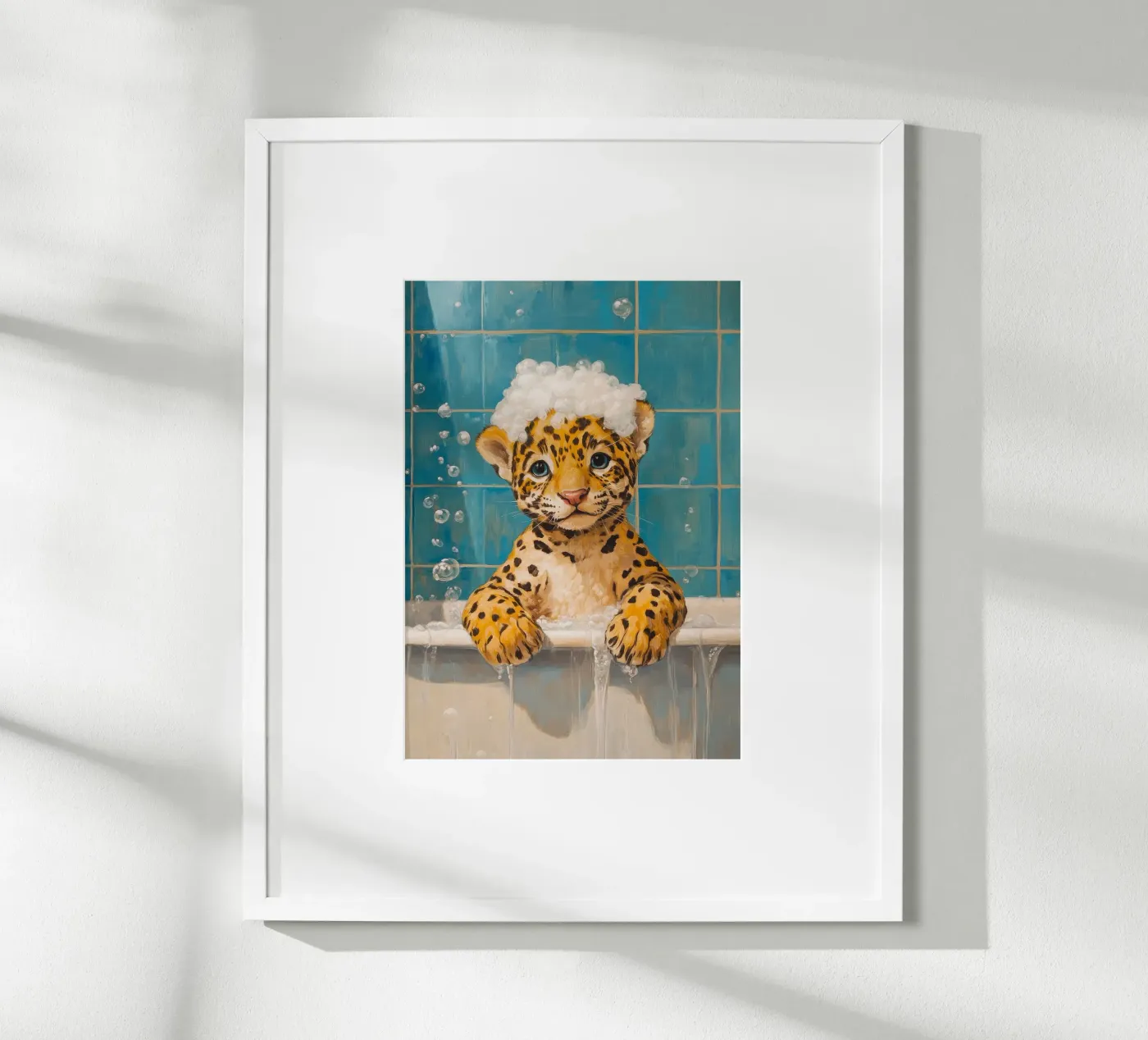 leopard bathtub bubbles poster by James Isaac Jackson