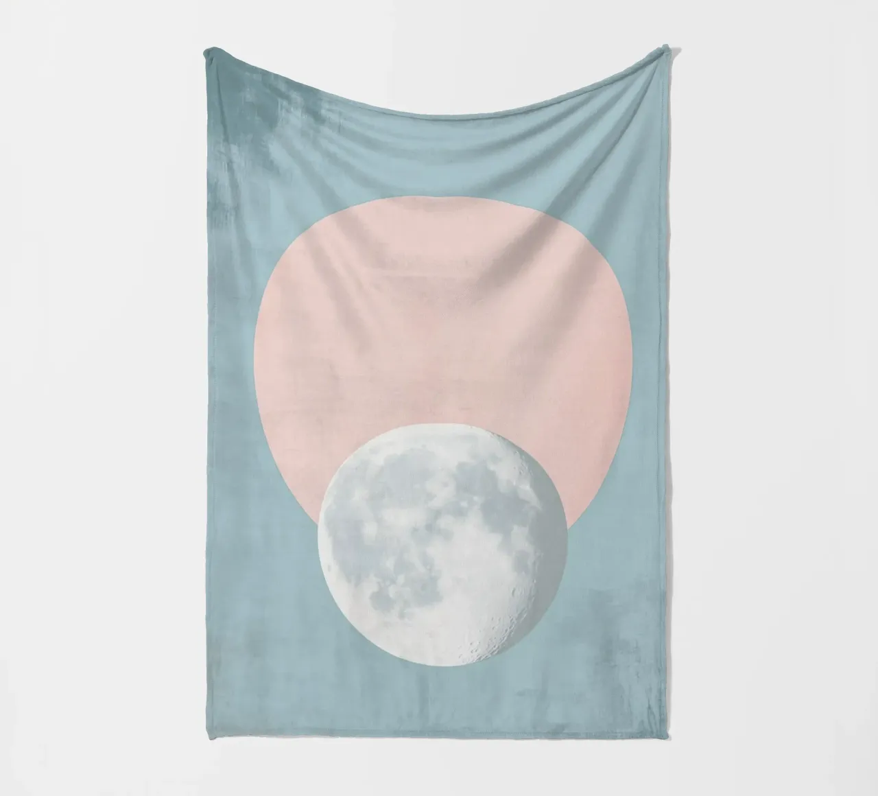 Pastel moon in a circle fleece blanket by Carinaprint