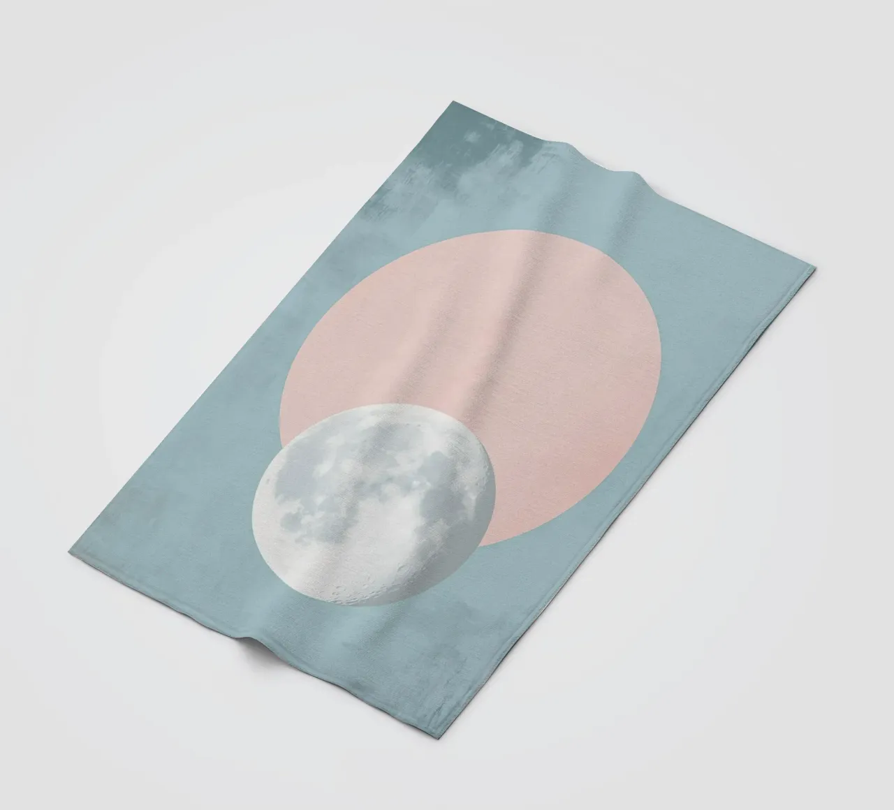 Pastel moon in a circle fleece blanket by Carinaprint