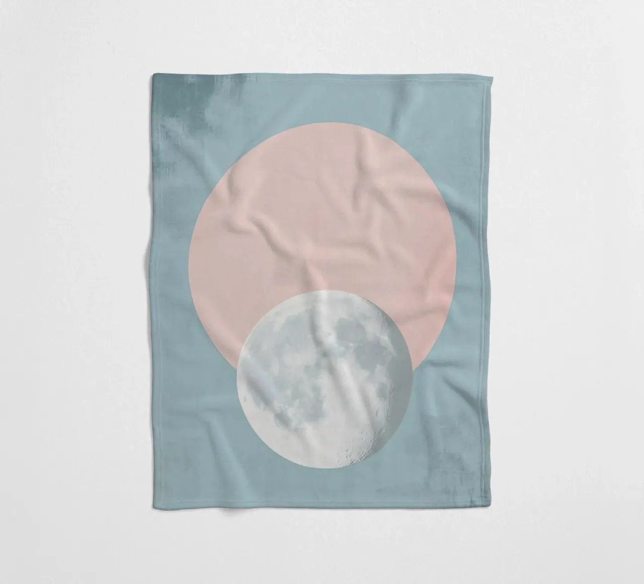 Pastel moon in a circle fleece blanket by Carinaprint