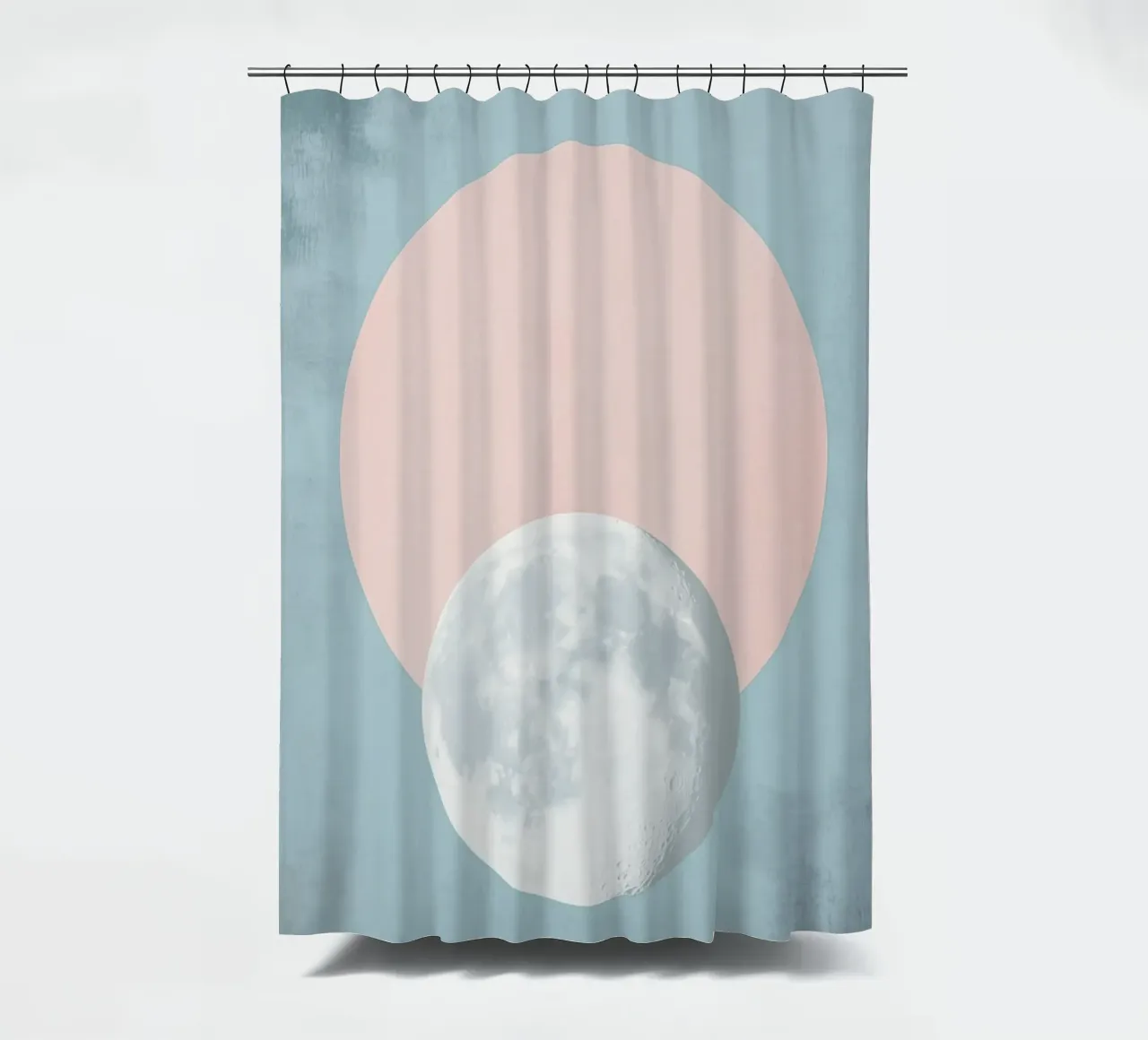 Pastel moon in a circle shower curtain by Carinaprint
